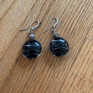 Black & White Glass Drop Earrings